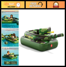 Inflatable Camouflage Tank Pool Float for Kids Adults - Water Cannon Ride-On R