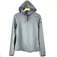 Nike Pro Dri Fit Long Sleeve Hoodie Pullover Gray Women s Size Medium Fitness