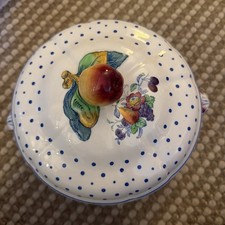 Vintage  Copeland Spode Blue Polka Dot Vegetable Tureen Serving Dish