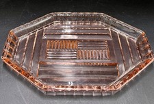 Vintage Pink Depression Glass Octagon Vanity/Dresser Perfume Tray Art Deco