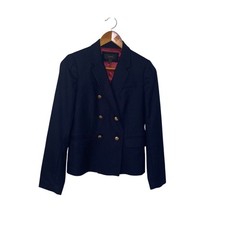 J Crew Navy Blue Gold Buttons Wool Double Breasted Blazer 4 Preppy Office Career