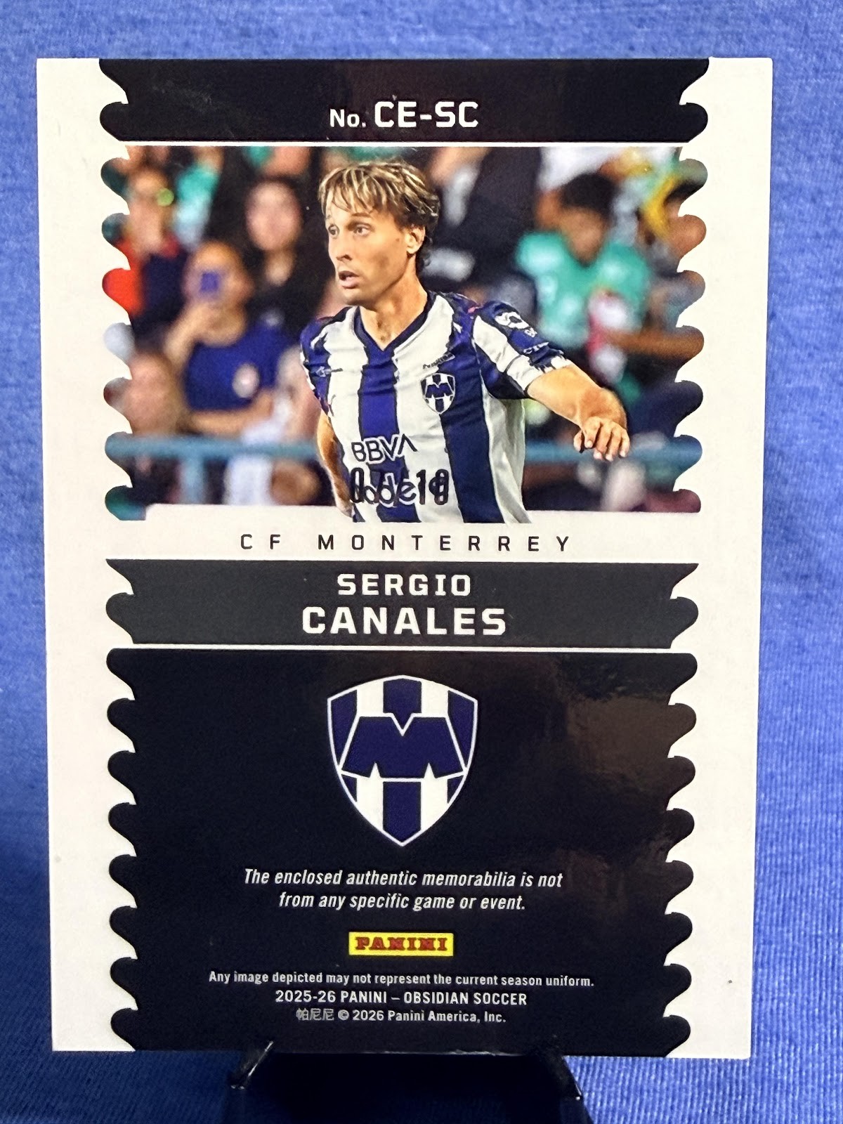2025-26 Panini Obsidian Sergio Canales Cutting Edge Dual Relic /10 #CE-SC view 3