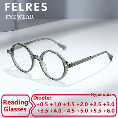 Unisex Round Blue Light Blocking Reading Glasses Clear Lens Presbyopic Readers 