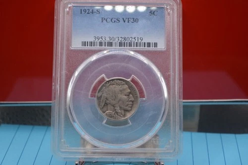 1924 S 5 CNT BUFFALO NICKEL PCGS VF30