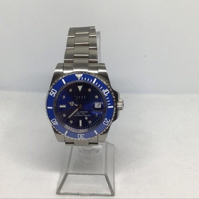 Paul Pascal Diver 300m Watch Blue Dial Bezel Date Stainless Steel 43mm Men