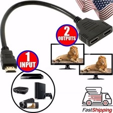 HDMI Splitter Adapter Cable 1 Input 2 Output 1080p for PC Laptop Monitor uk