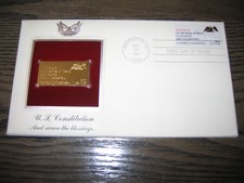 1987 US Constitution Secure the Blessings Gold Golden Replica Cover FDC STAMP