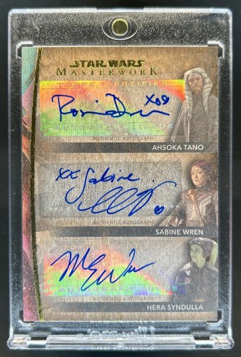 2024 Star Wars Masterwork Rosario Dawson Ahsoka Hera Sabine Triple Wood Auto /10