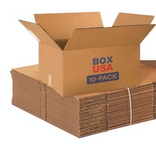 Box USA Shipping Boxes 24"L x 18"W x 12"H 10-Pack Large Double Walled Brown