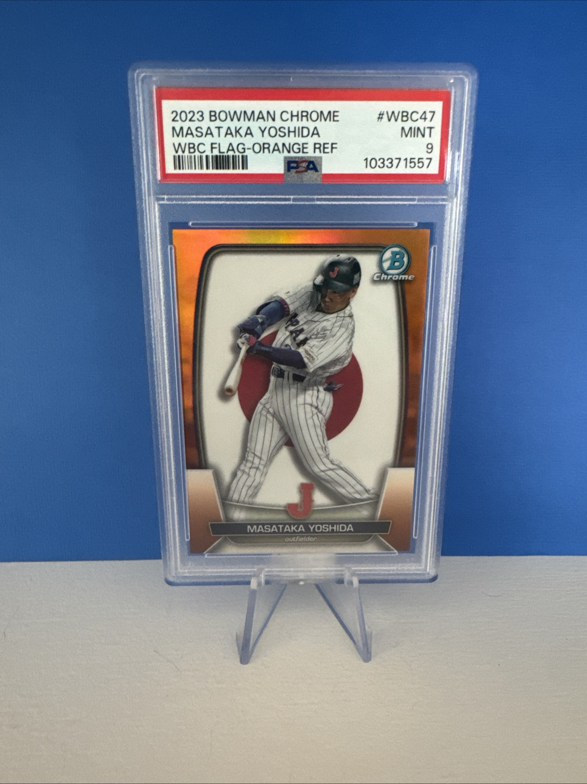 2023 Bowman Chrome Masataka Yoshida WBC Japan Flag Orange 03/25 RC PSA 9 Pop 2