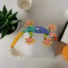Steel Hand Painted Gecko Art Haiti Steel Drum Artisan Summer Home Decor 