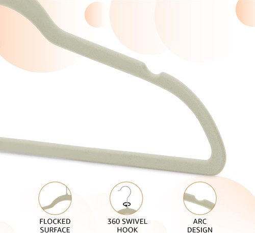 Amazon Basics Slim, Terciopelo, Antideslizante Traje Ropa Paquete de 30, Marfil/Beige - Imagen 2 de 10