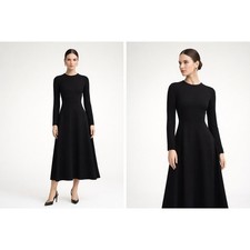 Valentino Garavani Cady Couture Midi Dress Size 50 Black Silk Quit Luxury 