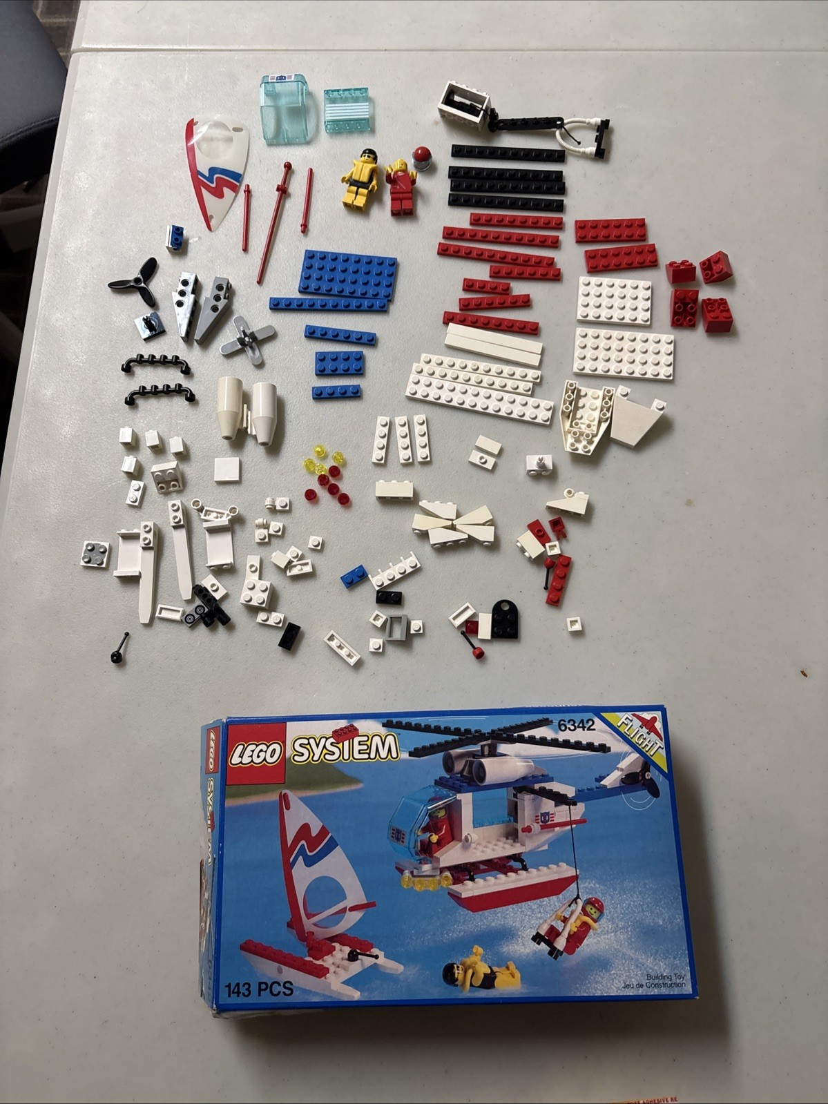 Lego 6342 Beach Rescue Chopper 1993 Incomplete Set with Box No Instructions
