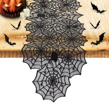 Nialnant Halloween Decoration Table Runner 18 x 72 Inch, Spider Web Black
