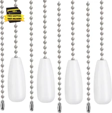 4Pcs Ceiling Fan Chain Extenders, 12.68In Light Pull Chain Extension Wooden Bead