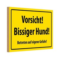 Holzschild 20X30 Cm Warn Vorsicht Bissiger Hund Warnschild Hinweisschild Deko Ge