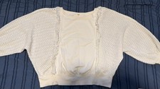The Free People Women's Size Large Dolman Sleeve Cream Boho Sweatshirt