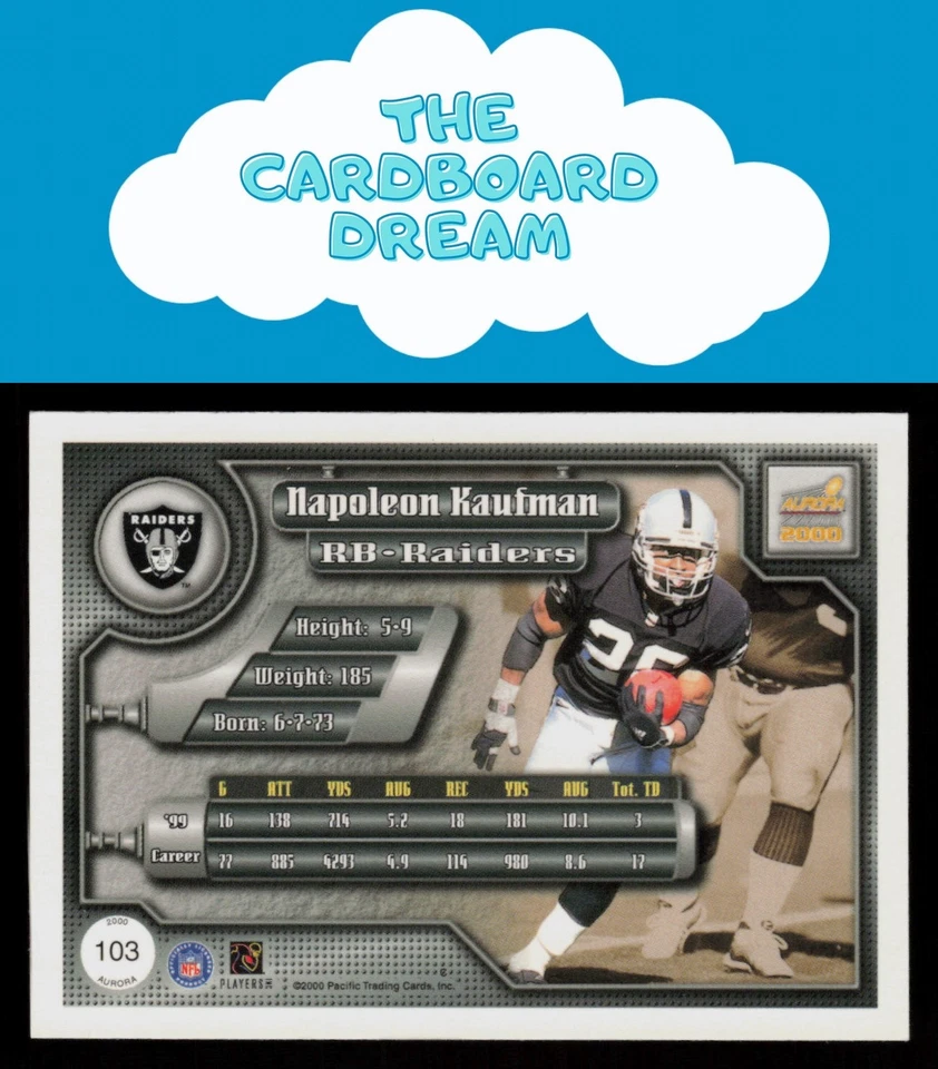 Napoleon Kaufman 2000 Pacific Aurora #103 Oakland Raiders - Image 2 of 2