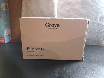 Grove Collaborative Bubble Up Dish Soap Dispenser Sponge Dish White/Grey NIB