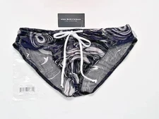 N2N Bodywear Size M Catalina XXX Sheer Swim Brief - Black Marble/White