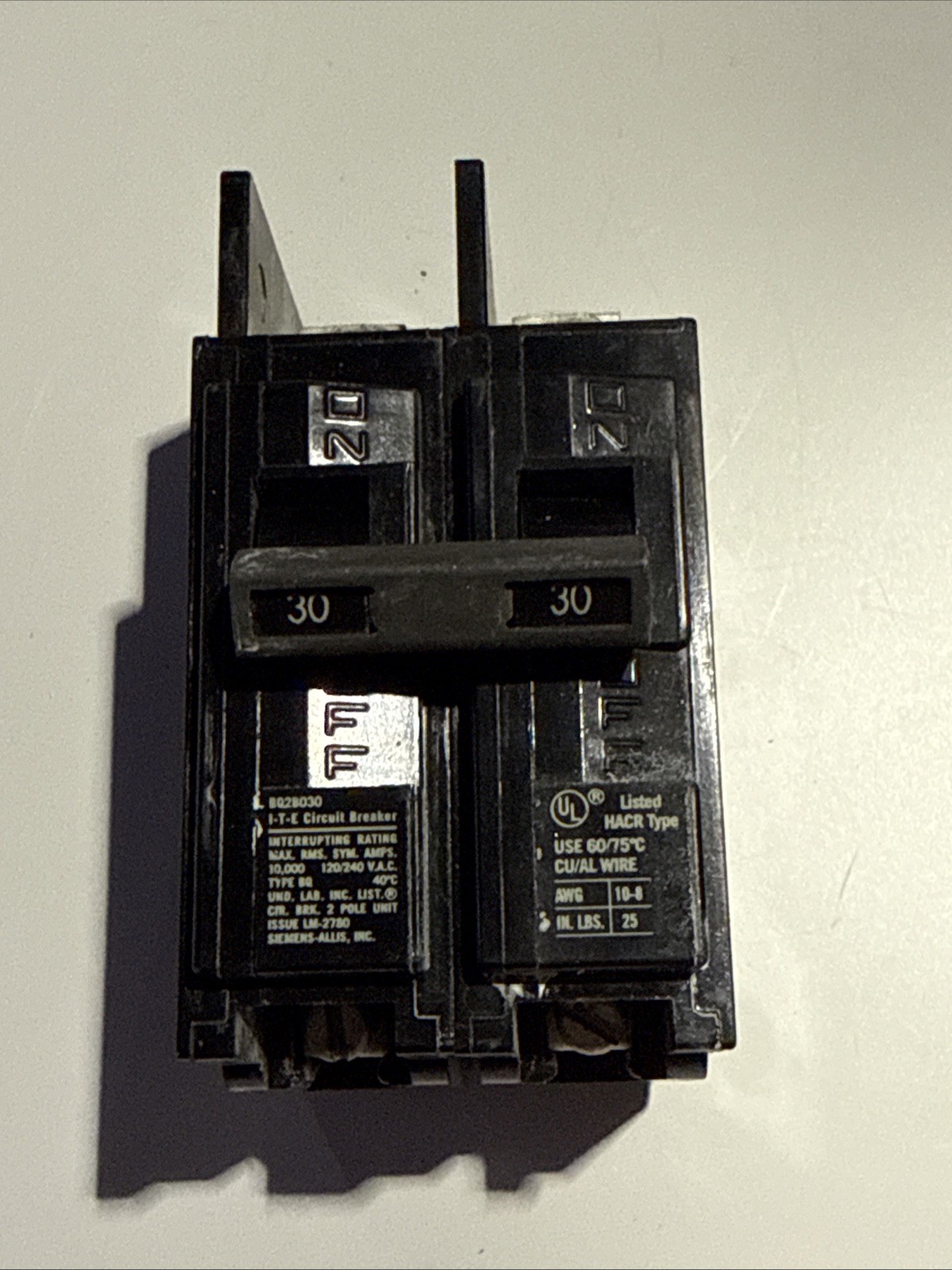 Siemens ITE BQ230 30 Amp 2 Pole Bolt-On Circuit Breaker 240V | Tested | Used