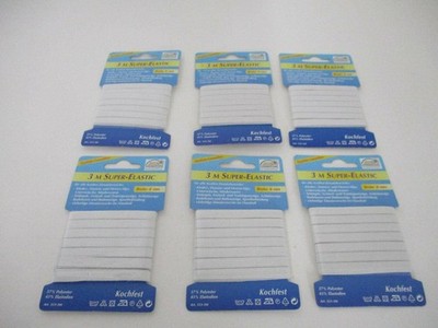 Gummiband Super-Elastic weiß 6er Pack kochfest 3 m x 0,8 cm