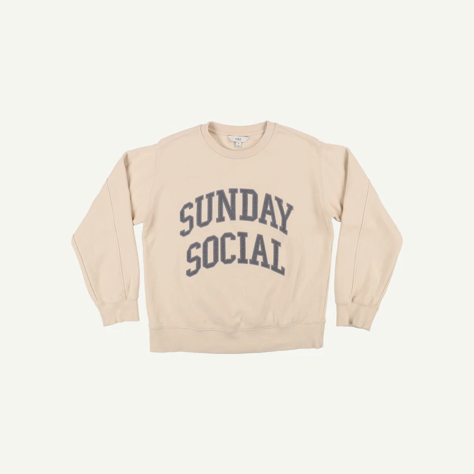 Marks & Spencer Womens Beige Cotton Long sleeved Women Sweatshirt Size XS - M&S