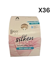 Leggs Silken Mist Silky Sheer Leg Control Top Cool Pantyhose Size A Nude 36 Pack