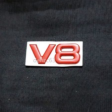 1x Small Matte Red V8 Metal Decal Badge Emblem Sticker Engine Door Diesel Racing