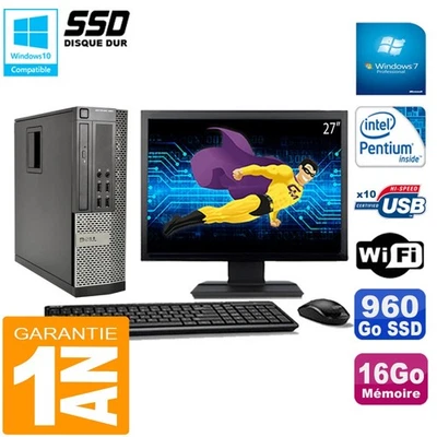 PC DELL 990 SFF Intel G840 Ram 16Go Disque 960Go SSD Graveur Wifi W7 Ecran 27" - Photo 1/4