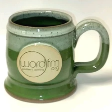 Sunset Hill Stoneware Coffee Mug Green wordfm Positive Uplifting Radio Christian