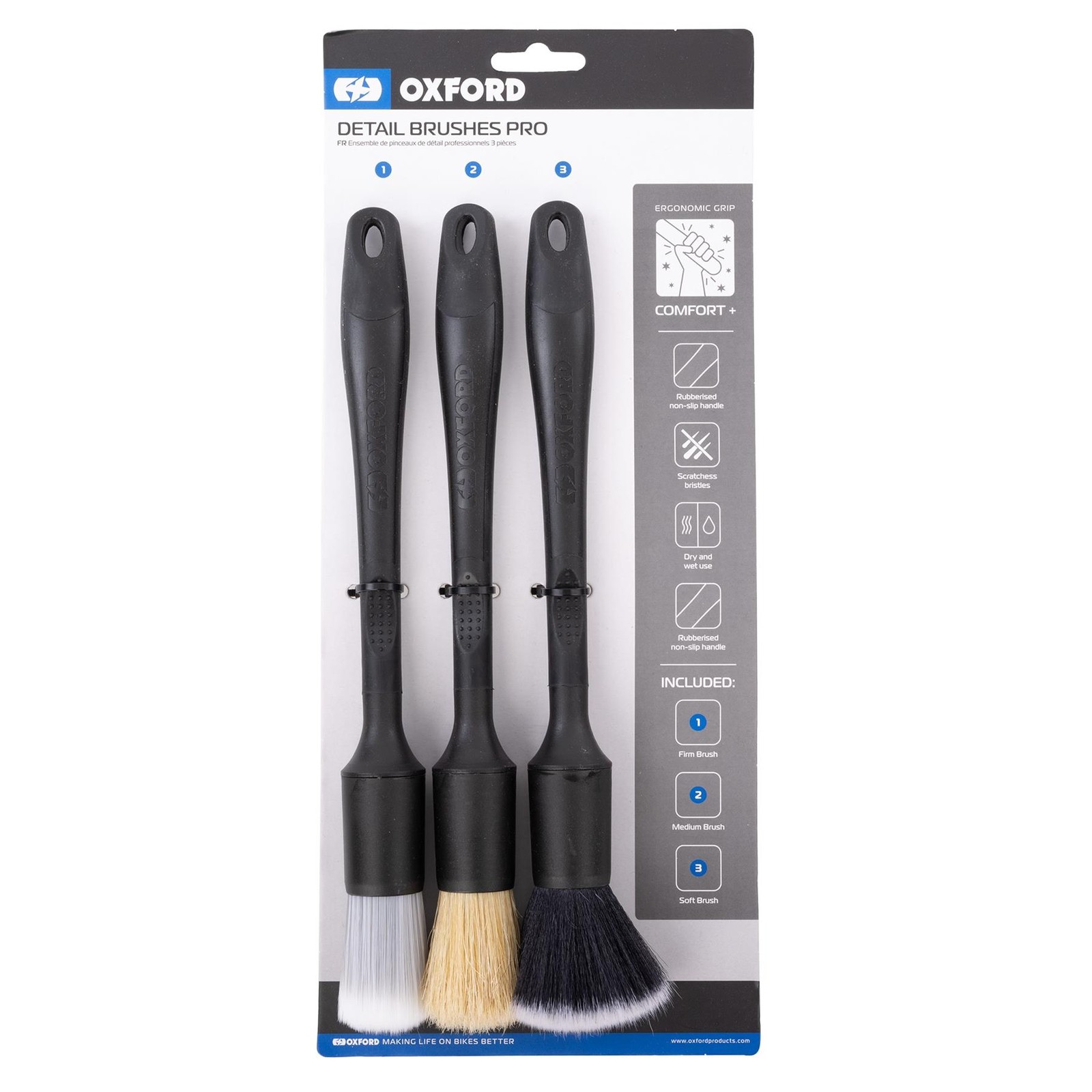 Oxford Motorcycling Pro Detailing Brushes Set Motorbike Cleaning Valet