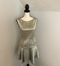 Alice + Olivia Lora Drop Waist Metallic Mini Dress - Size Medium
