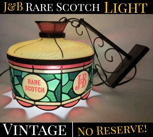 ✨VINTAGE✨ J&B Rare Scotch Advertising Lamp Plastic Tiffany Stained Glass-Style