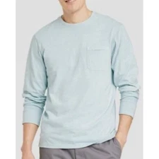 Goodfellow & Co. Men's Medium Light Blue Long Sleeve Cotton Pocket T-Shirt
