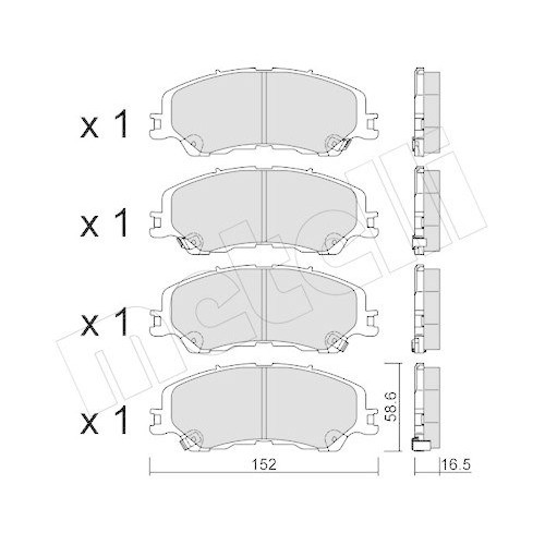 Plaquettes de frein Metelli 22-1450-0 pour Isuzu en acier fritté