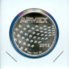2013 APMEX American Flag .999 Silver 1oz Art Round Bullion #36 Semi Proof Like 94.95 per troy oz