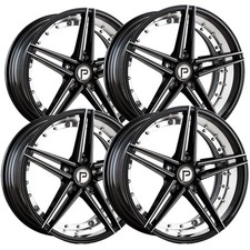 Set Of 4 Pinnacle Savage 20x8.5 5x4.5 35 Blackmachined Undercut Wheels Rims
