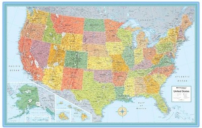 RAND MCNALLY SIGNATURE UNITED STATES WALL MAP LAMINATED FINISH Sz 50'' x 32  NEW