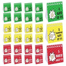 24 PCS I Need Help Mini Flip Chart Signs Self Assessment Cards 3 Colors