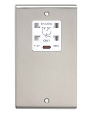 Deta Slimline Décor Shaver Socket Stainless Steel White Insert SD1305SSW