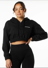 Alphalete Woman  s S Capital Cropped Hoodie Black Sweatshirt Workout