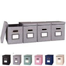 ComfortKeeper 4 Pack Hanging File Folders Organizer with Lid, Letter Size Fabric