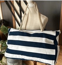Beach Bags Waterproof Tote with Zipper nwt gorgeous white and blue stripes