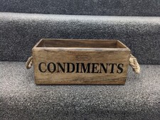 Vintage Retro Wooden Cutlery / Condiments Box Tray Holder Storage Box