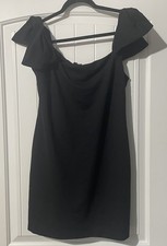 NWT Target Women's Bow Shoulder Short Sleeve Mini A-Line Dress, Size L, Black