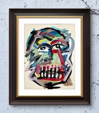 Corbellic Lipstick Teeth 14x11 Original Abstract Gallery PAPER Portrait Fine Art