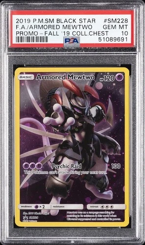 2019 POKEMON SM BLACK STAR PROMO #SM228 FULL ART/ARMORED MEWTWO PSA 10