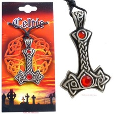 Thors Hammer Pendant Necklace Mjolnir Celtic Viking Heathen Pagan Pewter Gift